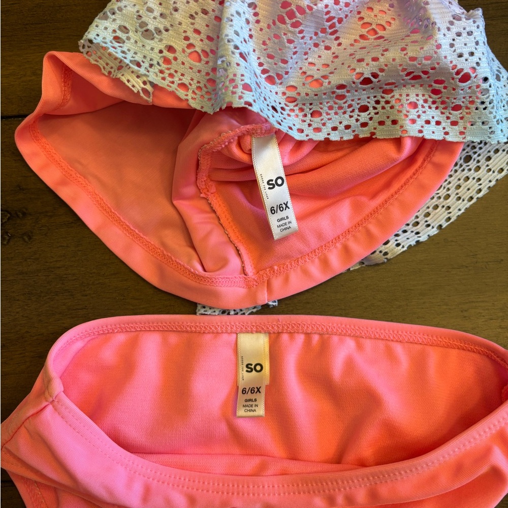 Girls SO Pink and Blue Ruffle Swimsuit - Picture 5 of 5
